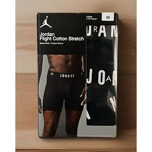 Jordan Boxer Briefs Mens Medium Jumpman Flight Cotton 2 Pairs Black White